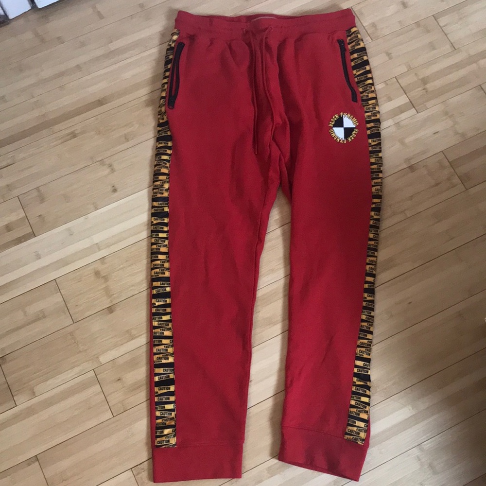 Black Pyramid Drawstring Joggers Red Medium